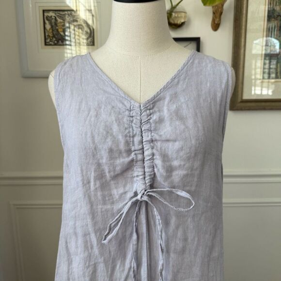 Puro Lino Pastel Lavender 100% Linen Shift Dress OSFM - Picture 2 of 7